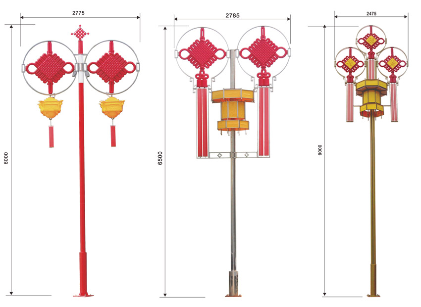 6米、9米高立桿中國(guó)結(jié)燈宮燈尺寸圖